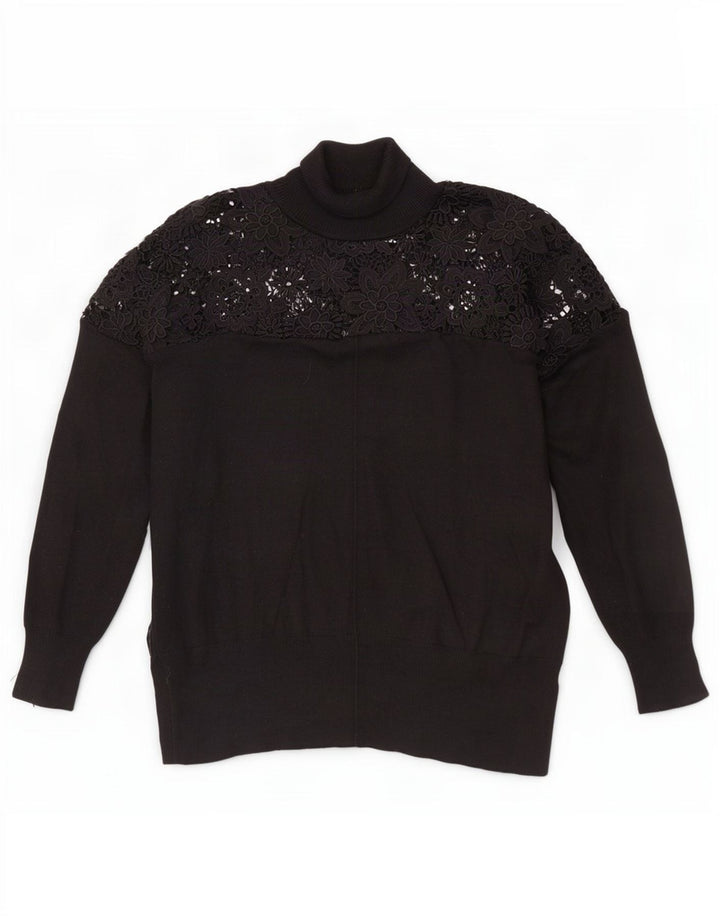 French Connection Pulover cu gât rulat pentru femei UK 14 Medium Black Floral