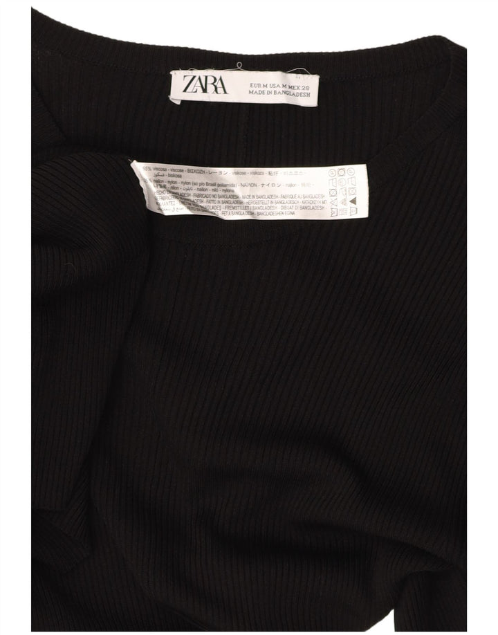 Rochie maxi cu maneci lungi ZARA pentru femei UK 12 Medium Black Viscose