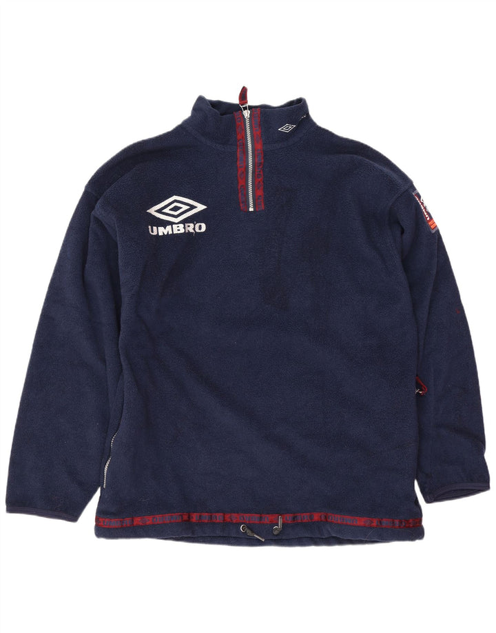 Pulover Umbro pentru bărbați, cu grafică, cu fermoar și gât, din lână, mare, albastru, poliester