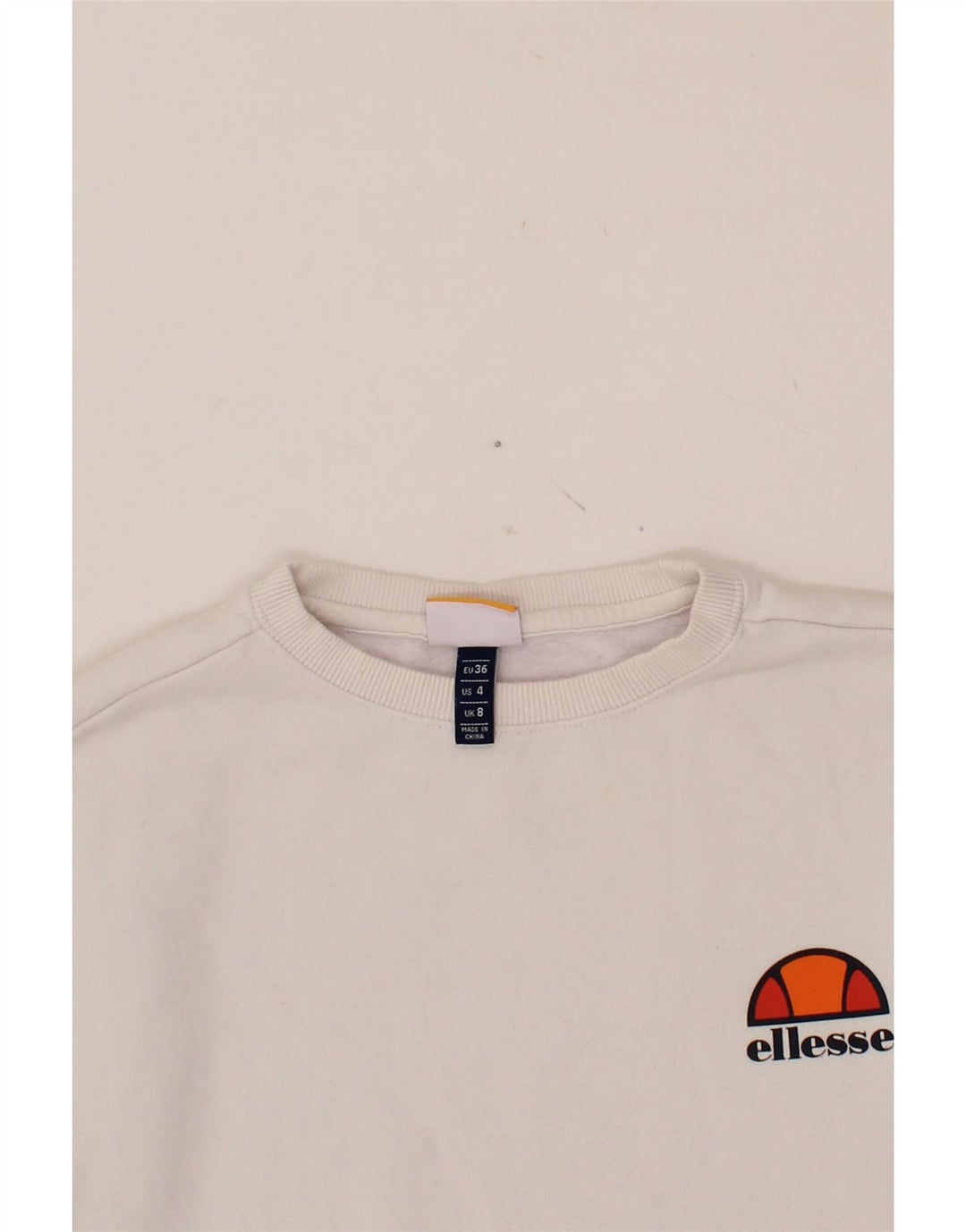 ELLESSE Womens Oversized Sweatshirt Jumper UK 8 Small White Cotton Vintage Ellesse and Second-Hand Ellesse from Messina Hembry 