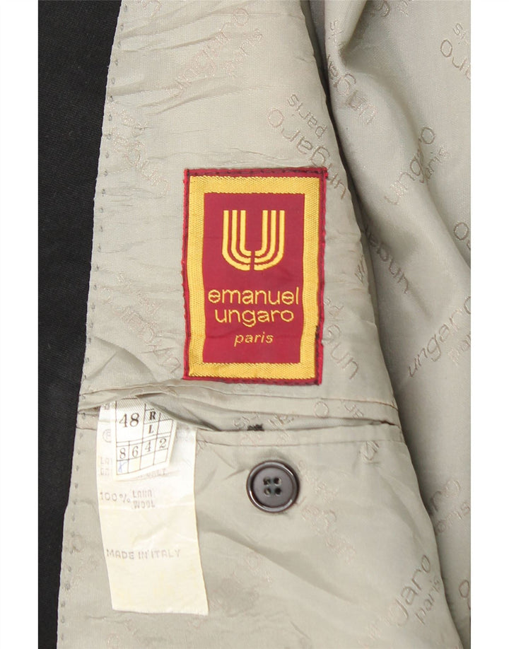 EMANUEL UNGARO Mens 2 Button Blazer Jacket EU 48 Medium Black Wool