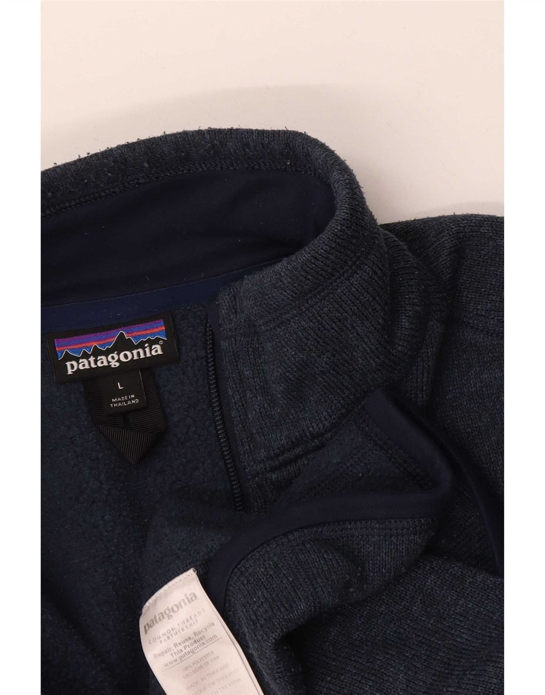 Pulover pentru bărbați Patagonia, cu fermoar, cu gât, poliester mare, albastru