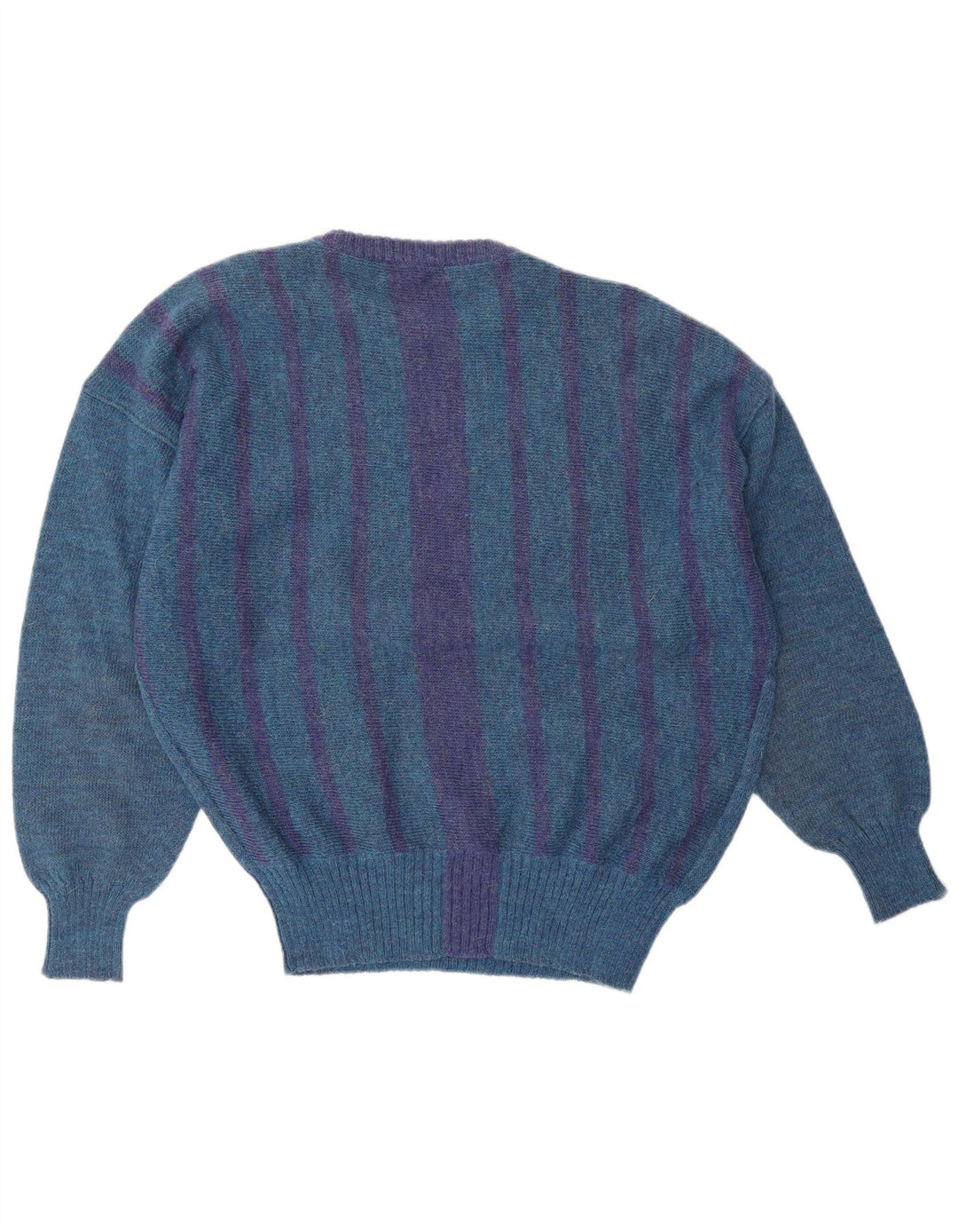 GIANNI VERSACE Pulover pentru bărbați cu gât crew pulover mare cu dungi albastre clasice