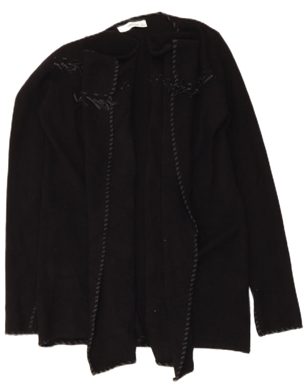 Pulover cardigan deschis asimetric pentru femei Zara UK 10 Poliester negru mic
