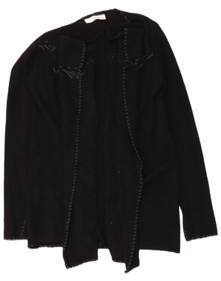 Pulover cardigan deschis asimetric pentru femei Zara UK 10 Poliester negru mic