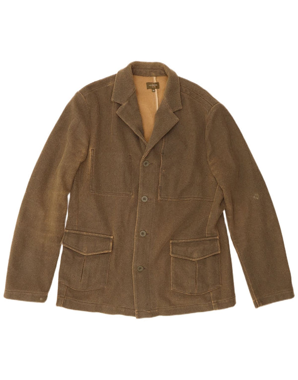 Calvin Klein Mens 3 Button Blazer Jacket UK 44 2XL Khaki Polyester