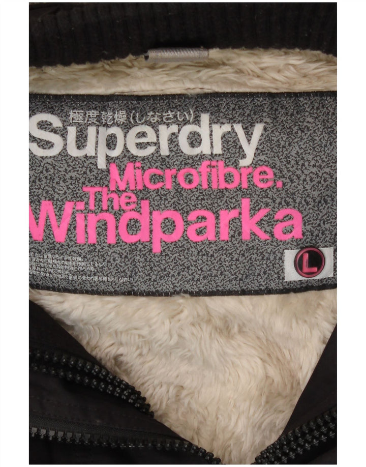 Jachetă parka Sherpa cu glugă pentru bărbați Superdry UK 40 Poliester negru mare