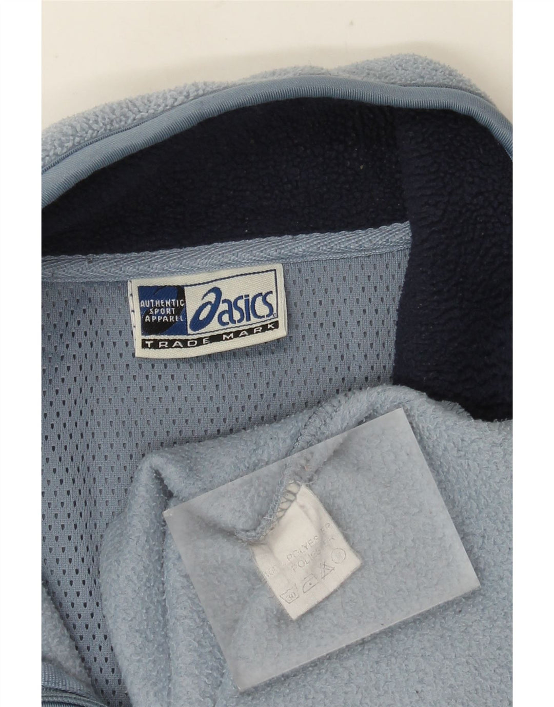 Pulover ASICS pentru bărbați, cu fermoar și gât, din lână, mare, albastru, poliester