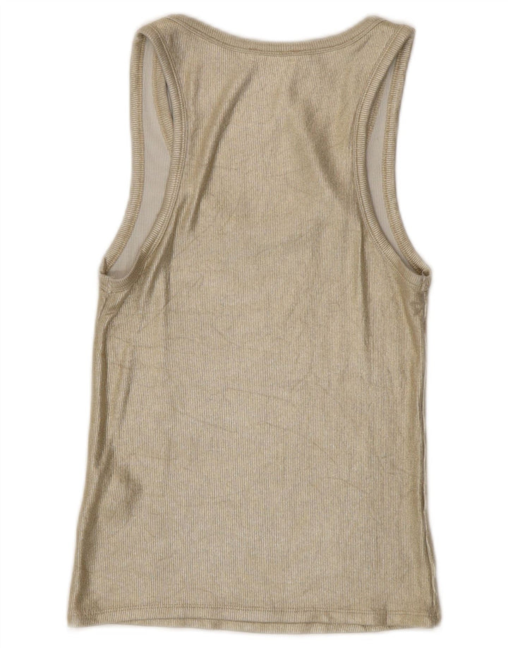 Vest Vest Top Femei Zara UK 12 Medium Gold Viscose