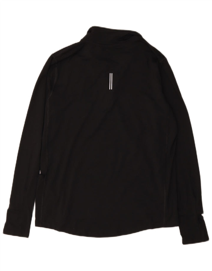 Top de trening pentru bărbați Dri Fit, cu fermoar și gât, din poliester negru mediu