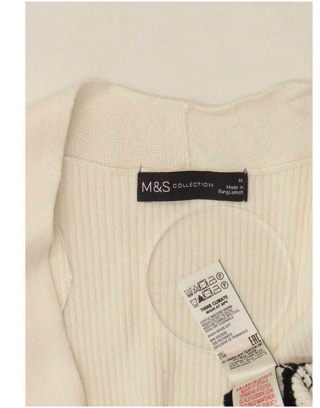 Pulover cardigan cu paragate pentru femei Marks & Spencer UK 14 Medium Off White