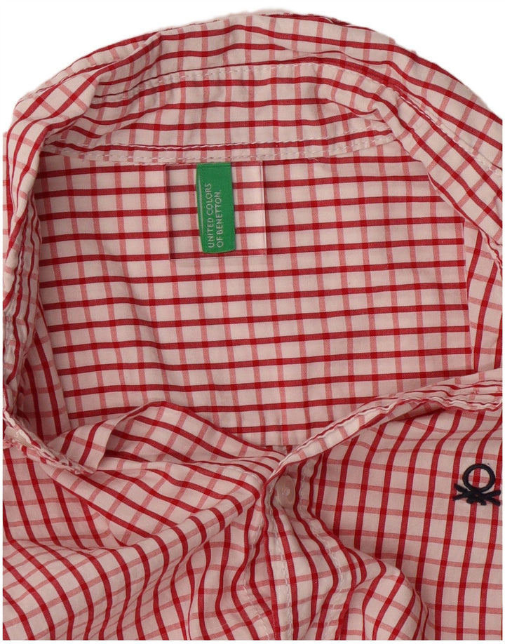 BENETTON Boys Shirt 7-8 Years Red Check