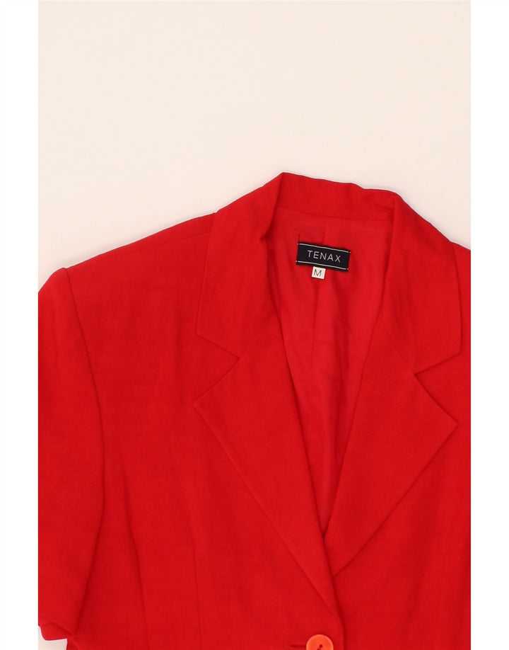 VINTAGE Womens 2 Button Short Sleeve Blazer Jacket UK 12 Medium Red Vintage Vintage and Second-Hand Vintage from Messina Hembry 