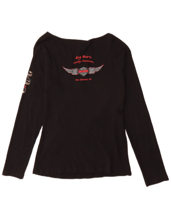 Top grafic Harley Davidson pentru femei cu mânecă lungă UK 18 XL bumbac negru