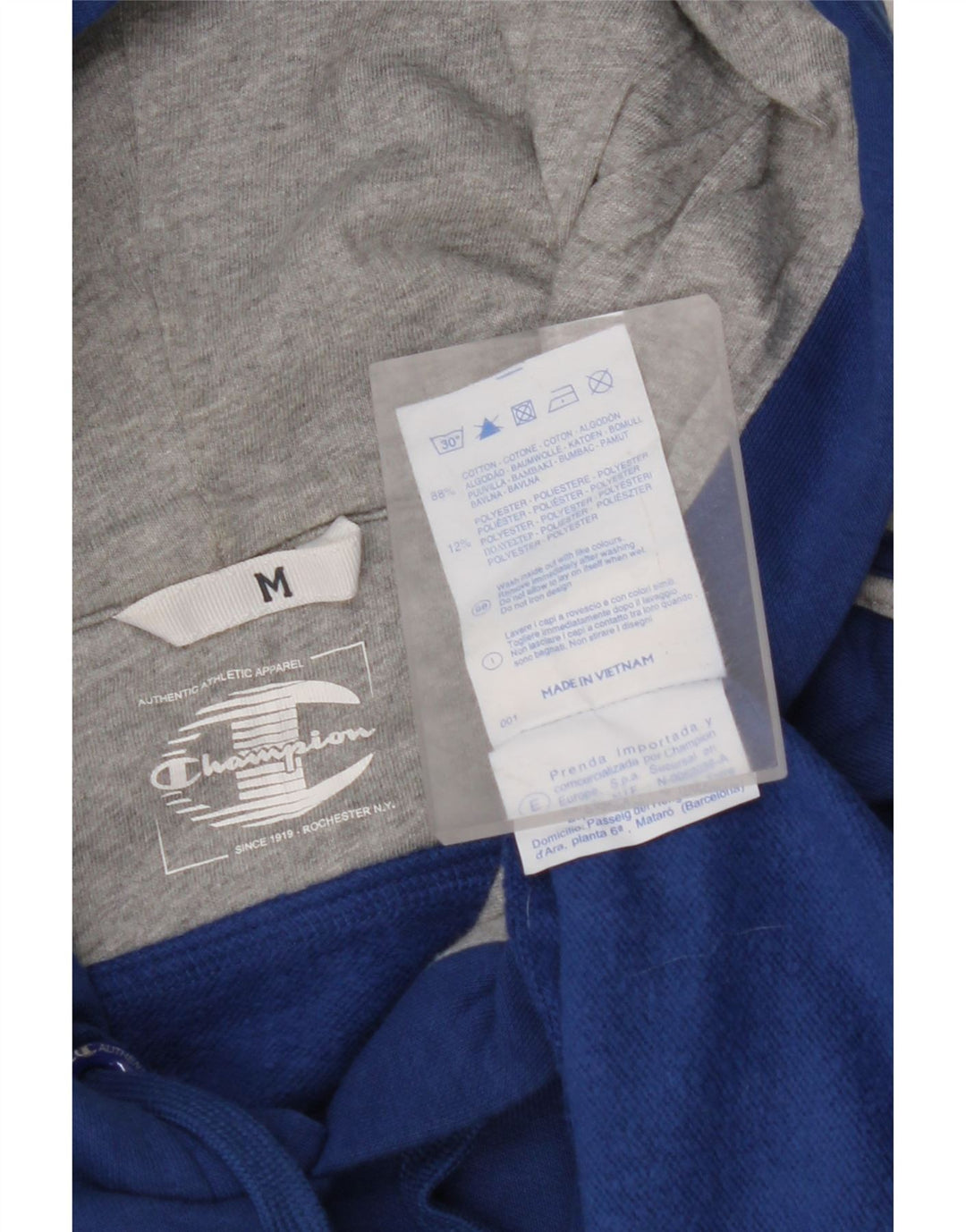 Pulover cu glugă cu grafică pentru bărbați CHAMPION, bumbac albastru mediu