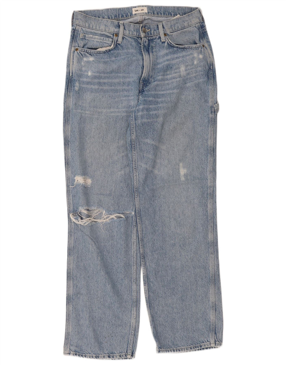 Blugi Distressed Straight LEE pentru femei By H&M US 6 Medium W32 L30 Blue