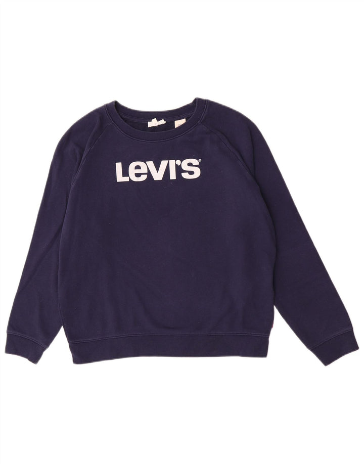 Pulover Levi's pentru damă cu grafică, UK 14, bumbac, albastru bleumarin mediu