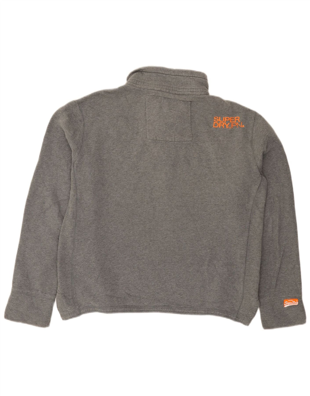 Pulover Superdry pentru bărbați, cu gât cu nasturi, bumbac mediu gri