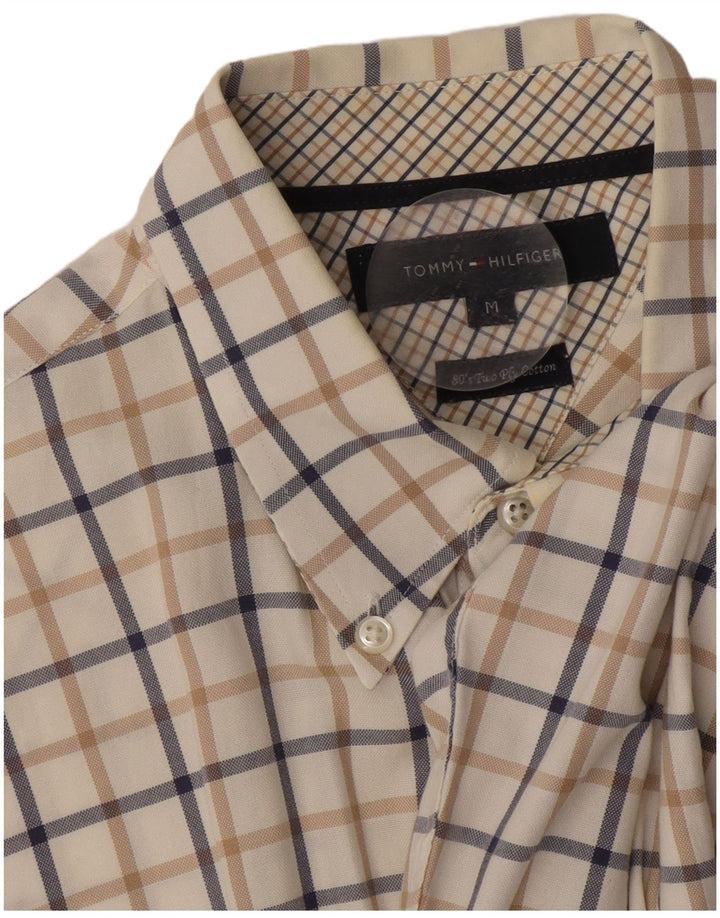 Cămașă pentru bărbați Tommy Hilfiger, bumbac cu carouri alb, mediu, anii 80