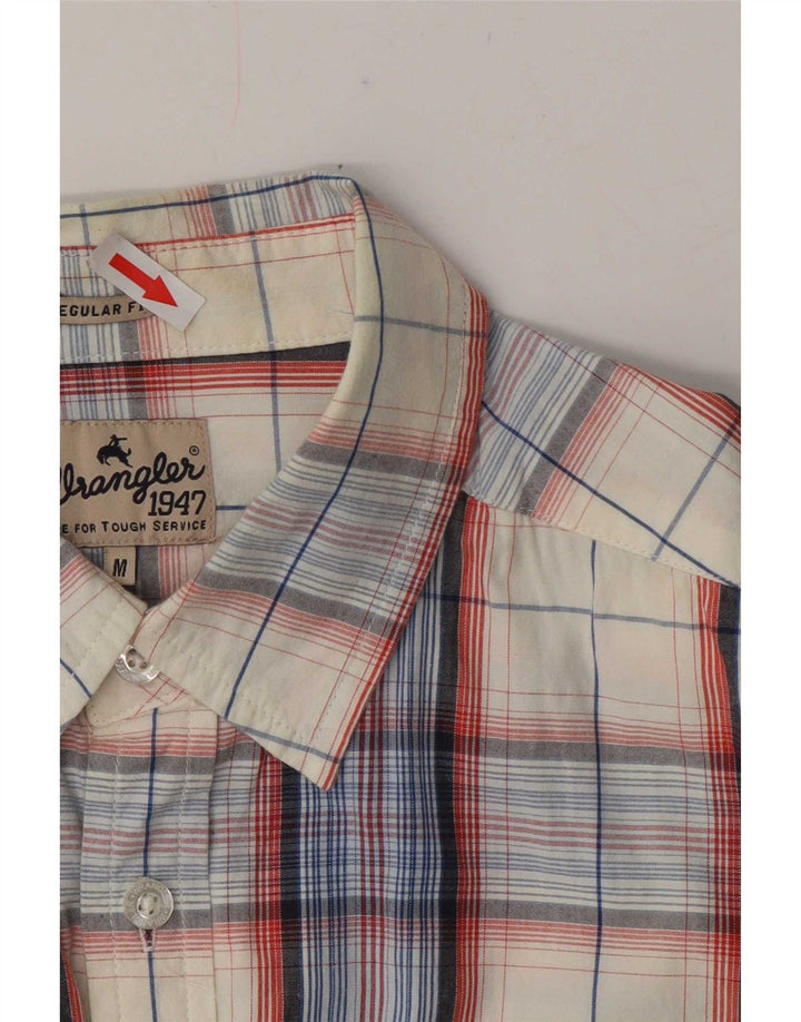 Cămașă Wrangler pentru bărbați, cu mânecă scurtă, cu tăiere obișnuită, din bumbac carouri alb mediu