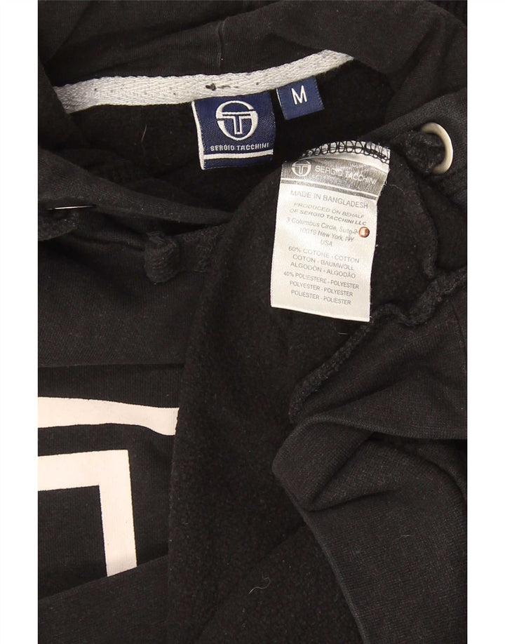 Sergio Tacchini Hanocă grafică pentru bărbați, bumbac mediu negru