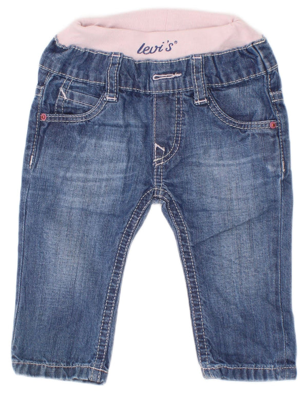 Blugi slim pentru fete Levi's 0-3 luni W16 L4 albastru bumbac color bloc