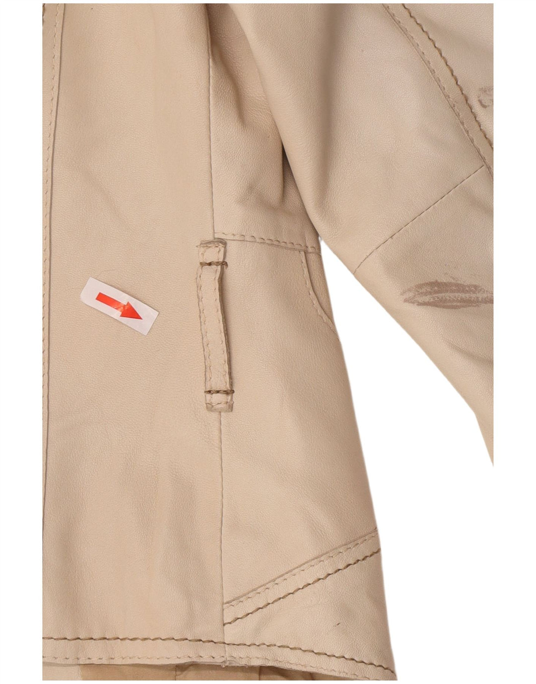 Jachetă vintage din piele crop pentru femei UK 8 Bej mic