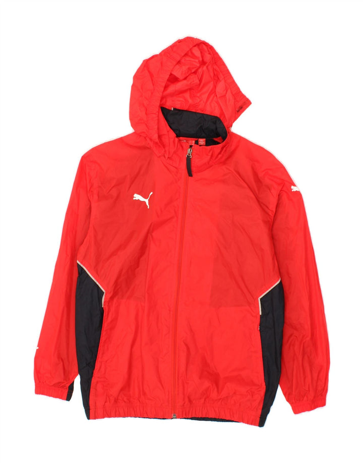 PUMA Boys Hooded Rain Jacket 11-12 Years Red Colourblock Nylon Vintage Puma and Second-Hand Puma from Messina Hembry 