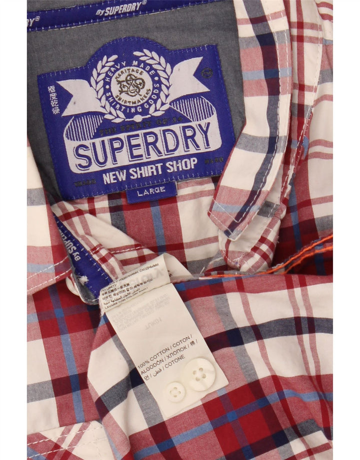 Cămașă pentru bărbați Superdry, bumbac cu carouri roșii mari