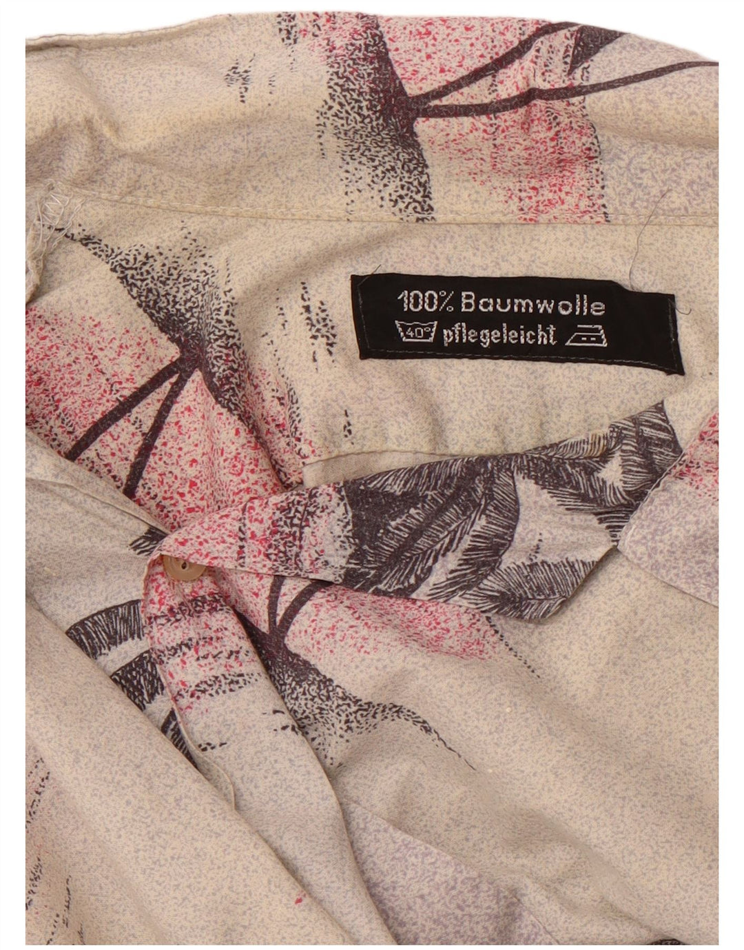 Cămașă hawaiană cu mânecă scurtă pentru bărbați VINTAGE, bumbac floral, bej mare