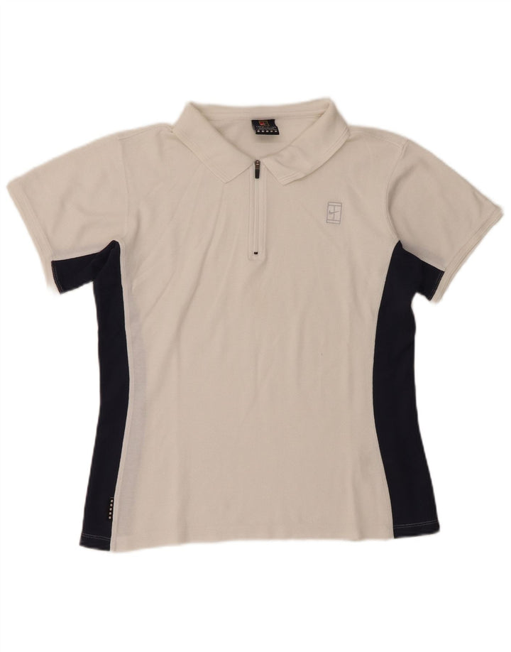 Tricou polo Nike pentru femei US 4/6 mic, alb, din bumbac color bloc