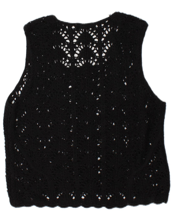 Topshop Womens See Through Crochet Vest Tank Top UK 16 Large Black