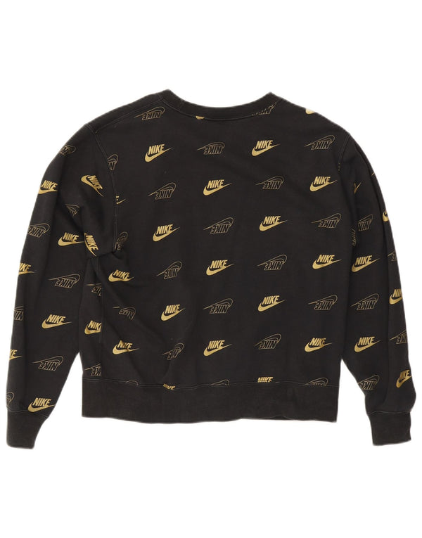 Pulover supradimensionat cu grafic Nike pentru femei UK 10 Bumbac negru mic