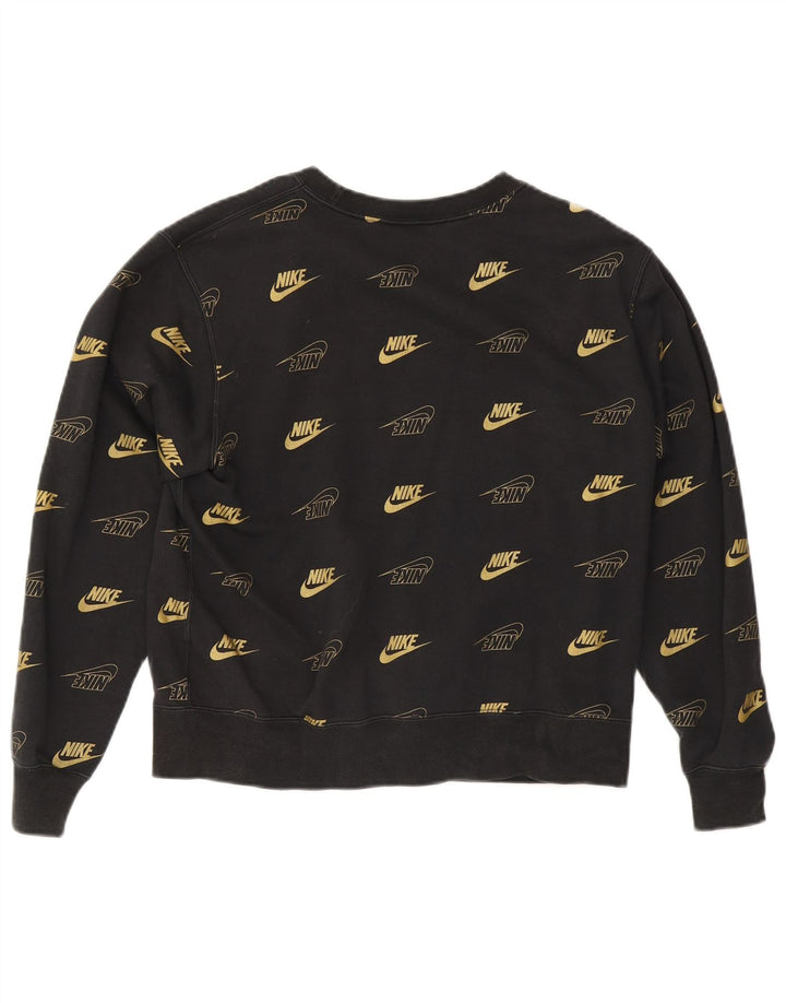 Pulover supradimensionat cu grafic Nike pentru femei UK 10 Bumbac negru mic