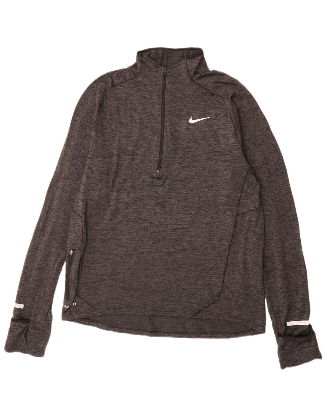 Top de trening pentru bărbați Dri Fit, cu fermoar și gât, cu pulover, gri mediu