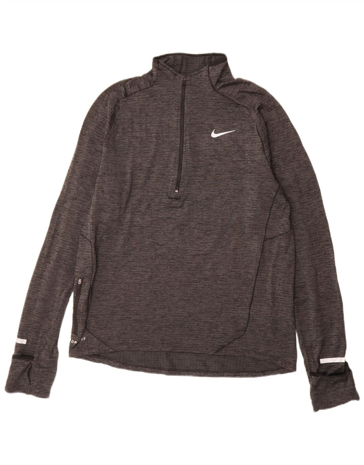 Top de trening pentru bărbați Dri Fit, cu fermoar și gât, cu pulover, gri mediu