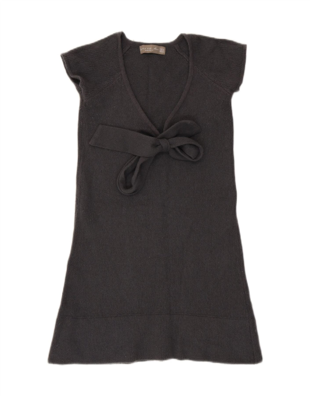 Rochie cu pulover pentru femeie Zara, cu cravată în față UK 8, lână gri mică