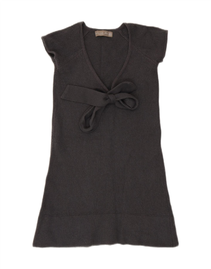 Rochie cu pulover pentru femeie Zara, cu cravată în față UK 8, lână gri mică