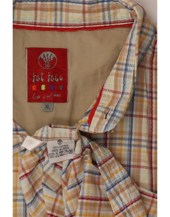 Cămașă cu mânecă scurtă pentru bărbați Fat Face XL, bumbac cu carouri bej