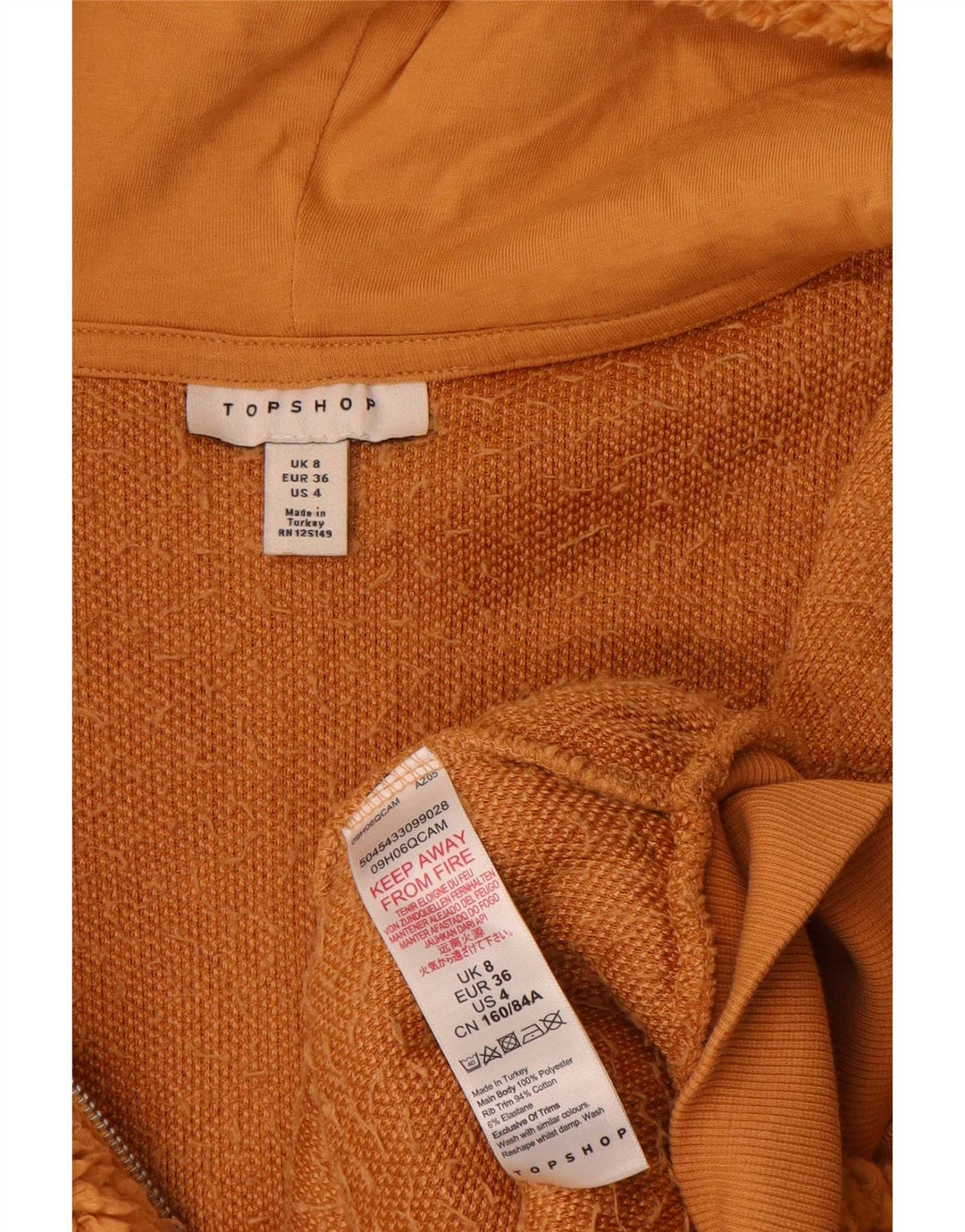 Topshop Jachetă fleece supradimensionată cu glugă pentru femei UK 8 Small Beige Poliester