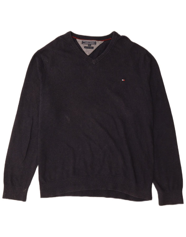 Pulover pentru bărbați Tommy Hilfiger, cu decolteu în V, XL, bumbac bleumarin