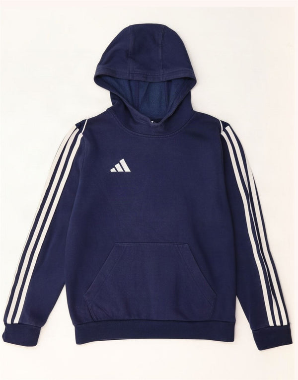 Adidas Boys Hoodie Jumper 13-14 Years Navy Blue Cotton