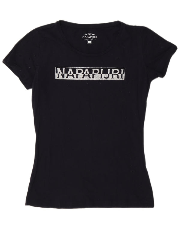 Tricou cu grafic Napapijri pentru femei Top UK 10 Small Bleumarin