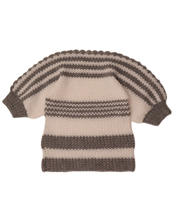 Pulover vintage pentru femei cu gât de barcă UK 10, mic, gri, bloc de culoare