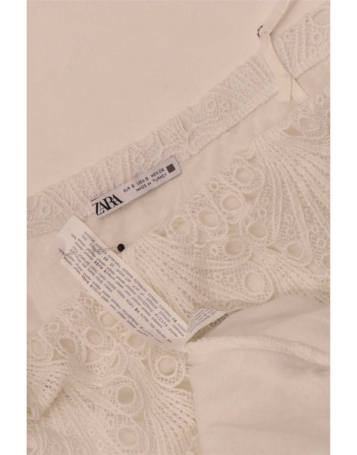 Zara Womens Sundress UK 8 Small White Floral Poliester