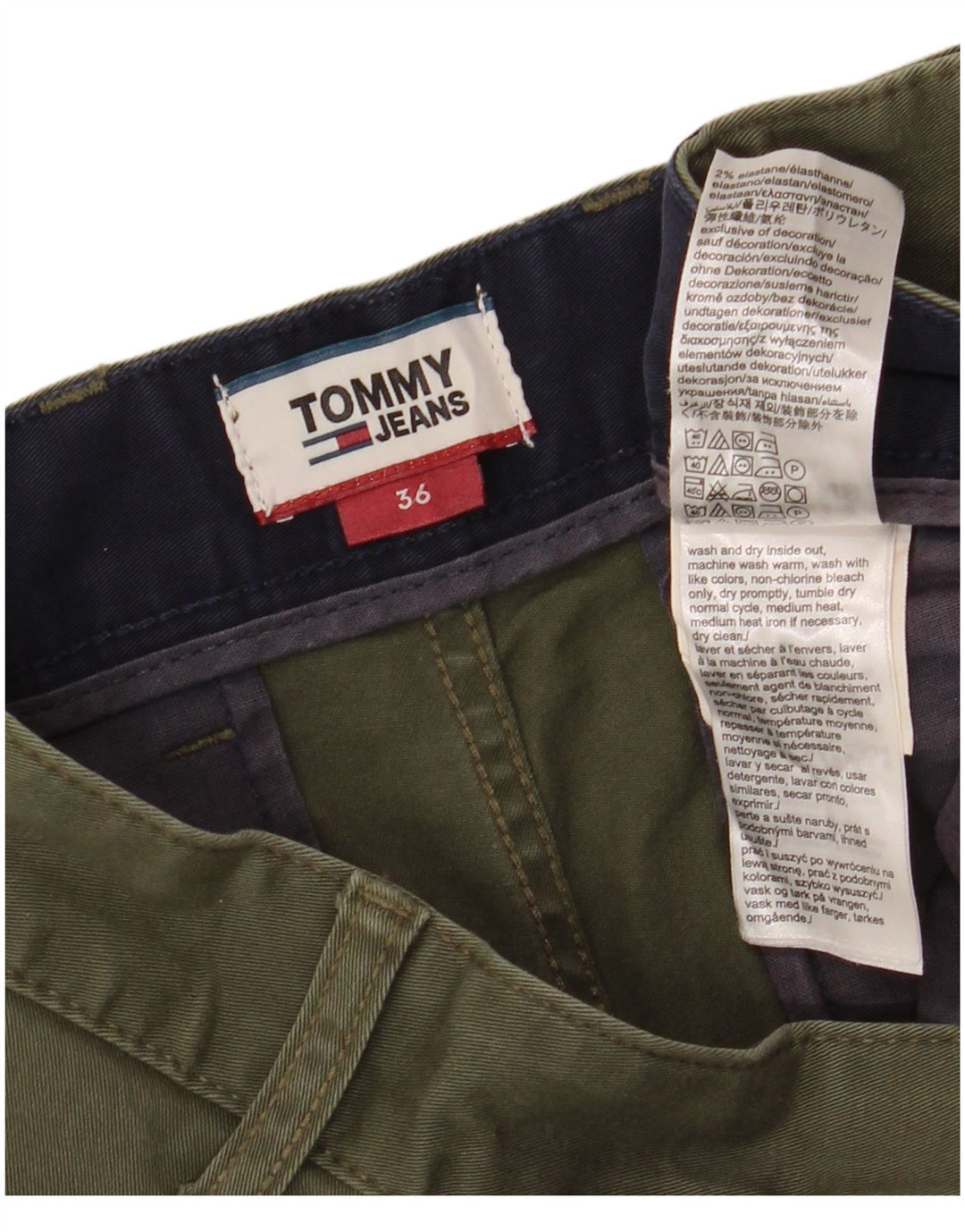 Pantaloni scurți chino Tommy Hilfiger pentru bărbați W36, bumbac mare kaki