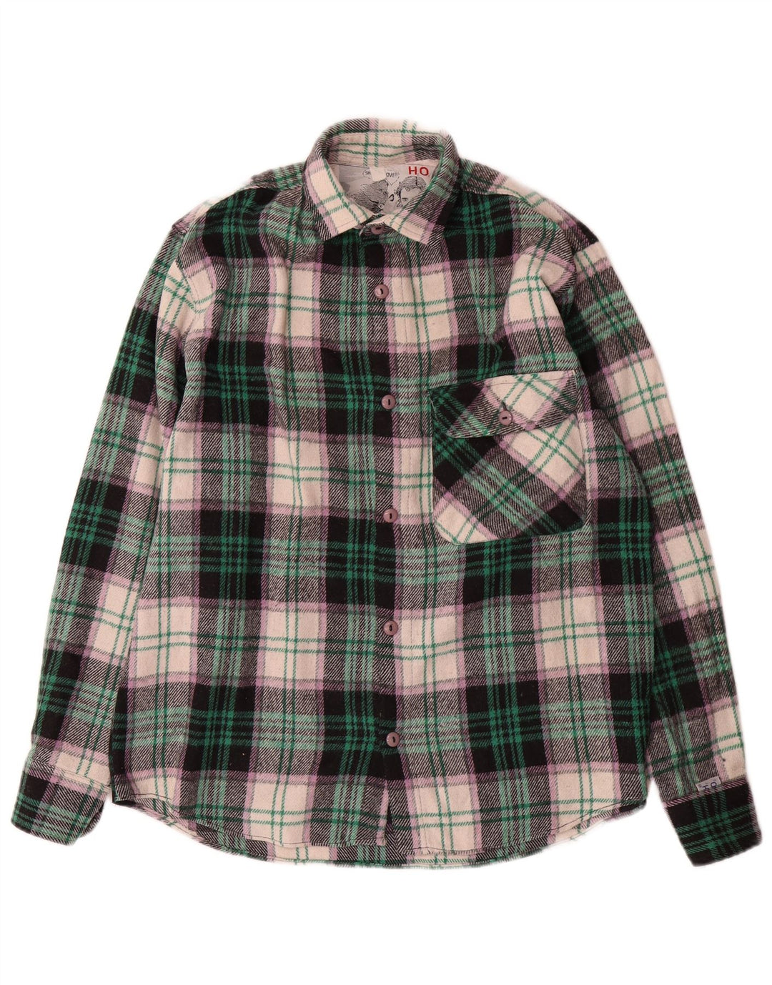 Cămașă Vintage pentru bărbați de flanel, lână cu carouri, multicoloră, medie