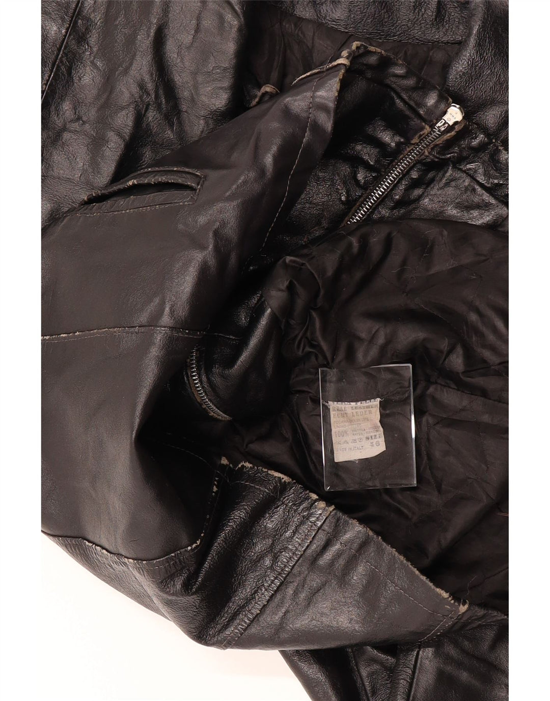 VINTAGE Womens Leather Jacket IT 46 Large Black Leather