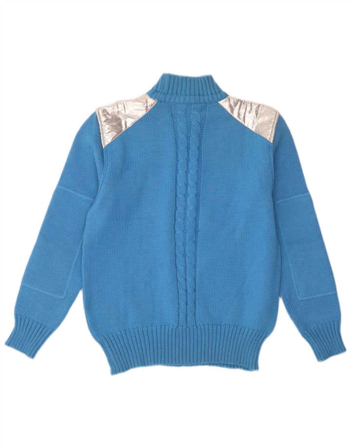 Pulover vintage cu gât țestoasă pentru femei IT 44 Medium Blue Colorblock