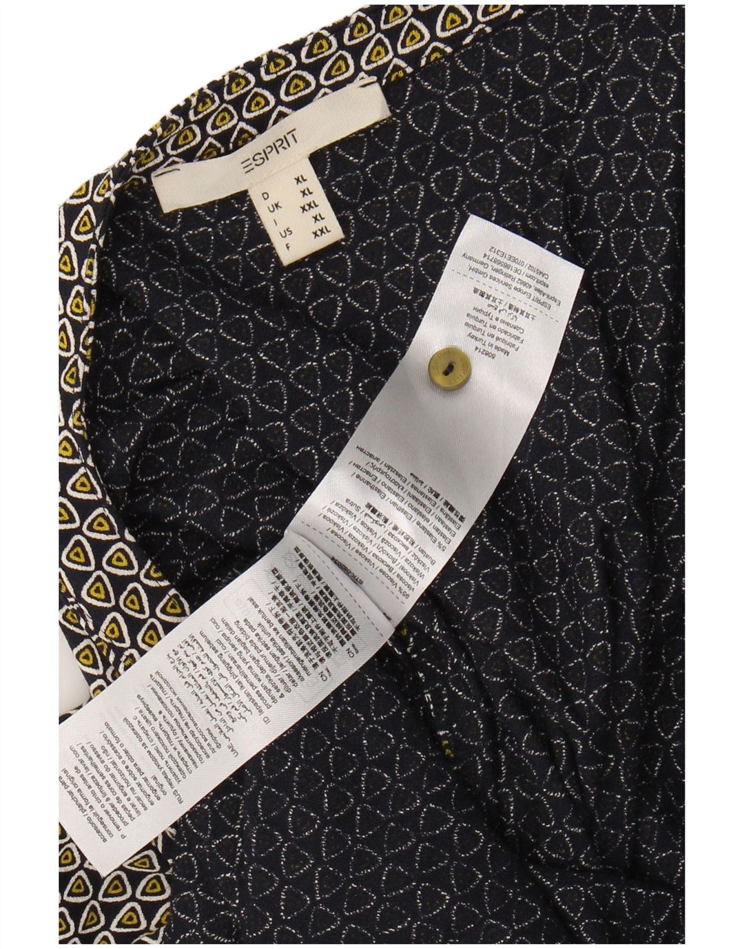 ESPRIT rochie maxi cu mâneci 3/4 pentru femei UK 18 XL bleumarin din viscoză geometrică